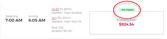 Eligible Virgin Australia flights